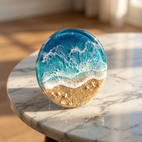 Ocean Resin Coaster — primary