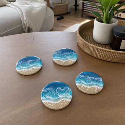 Ocean Resin Coaster — lifestyle